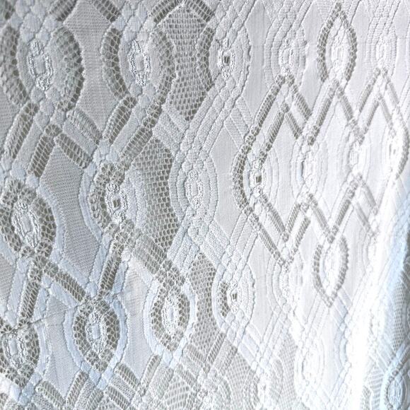 Fuzzi Italy Sheer Lace Bodycon Dress Ivory White 3/4 Sleeve Stretch Mesh Sz M - Picture 3 of 4